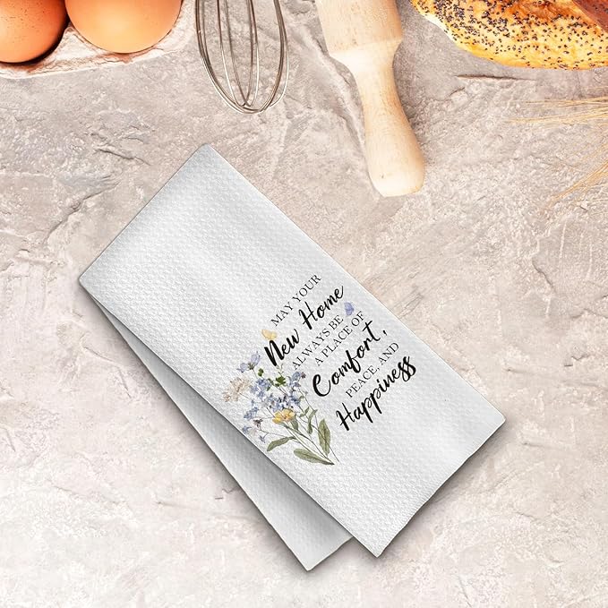 House Warming Gifts Kitchen Towels, New Home Gifts for Women Dish Tea Towels for Kitchen Decor, Best House Warming Gift Decorative Hand Towel for Bathroom, 16x24 Inches