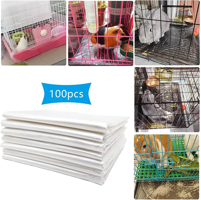 Disposable Rabbit Cage Liner, Plastic Bunny Cage Mat Film to Replace Diapers Suitable for Most Rabbit, Hamster, Guinea Pigs & All Small Animals - 100PCS Universal Toilet Film, 37.4'' x 27.6''