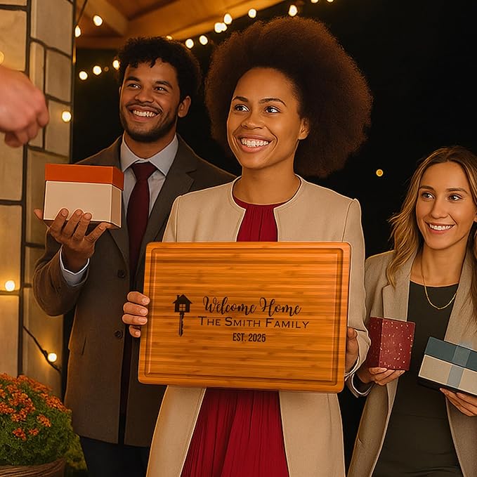 Personalized Housewarming Gifts - New Homeowner Cutting Board Gifts, Real Estate Closing Gift for Client, First Time House Buyers, Home Buyers, New Apartment & Neighbor Realtor Gifts