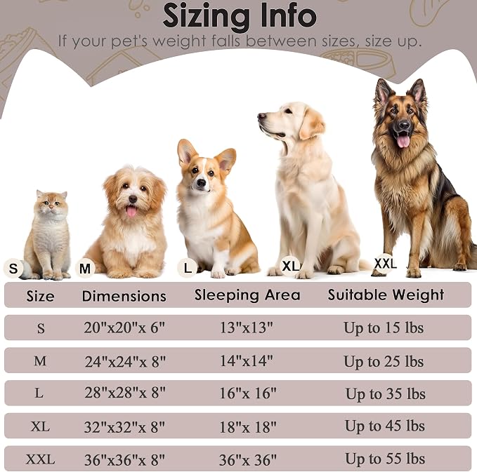 Dogs Bed for Small Dogs, Anti-Anxiety Washable Round Bed (Brown, 24.0" L x 24.0" W x 8.0" Th)