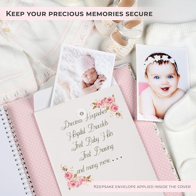 Baby Book Keepsake - Baby Memory Book and Album for Girl, Journal from Pregnancy to First 5 Years, Scrapbook to Record Memories, Milestones and Photos