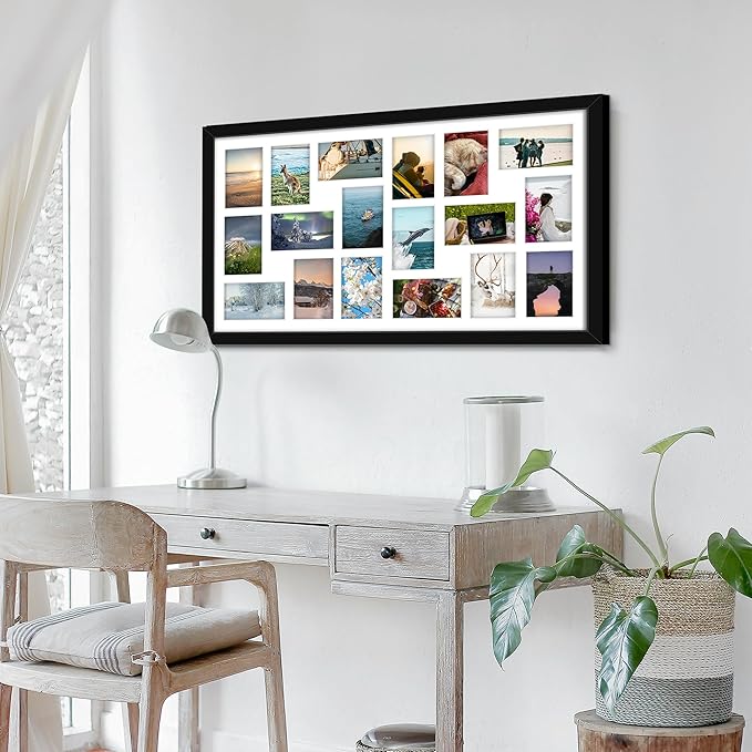 18x30 Picture Frame 4x6 Collage Picture Frame Displays Eighteen 4x6 inch Photos Collage Wall Decor Wall Hanging Black
