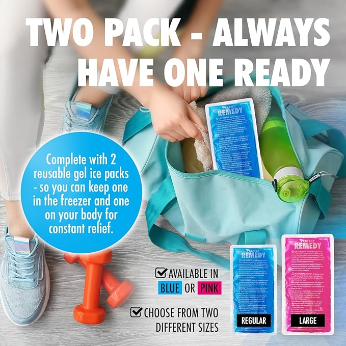 Perfect Remedy 2-Pack Gel Ice Packs for Injuries - Reusable, Soft & Flexible Hot & Cold Compress, Soothing Aid for Sprains, Strains, Soreness conditions, Alternative to Hot Water Bottles (Blue, Large)