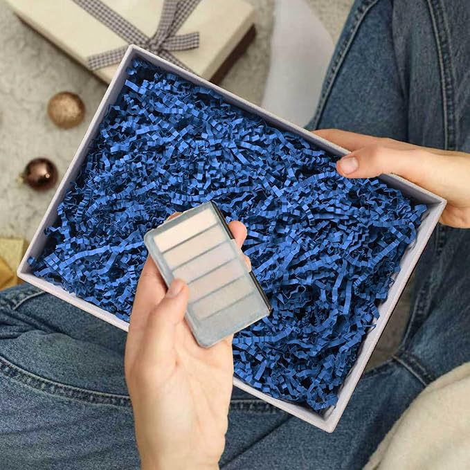 NEWMIAO 1 LB Dark Blue Crinkle Cut Paper Shred Filler for Gift Baskets Stuffing, Shredded Crinkle Paper for Gift Box Bag Basket Filler Decoration Christmas Wedding Birthday Bridesmaid Gift Wrapping