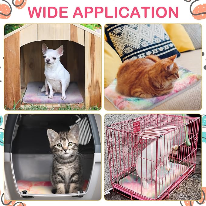 Haull 4 Pcs Waterproof Guinea Pig Bedding Soft Dog Cat Bed Crate Mat Small Animal Plush Cage Liners Rabbit Bunny Kennel Pad Reversible Cozy Pee Thickened Hamster Pad(Tie Dyed,13 x 18.5 Inch)