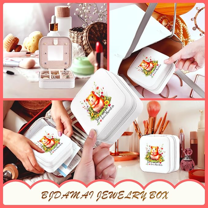 Hamster Jewelry Box, Gifts For Teens Girls, Hamster Lovers Stuff Items Accessories Things Merchandise Decor Merch, Travel Ring Earrings Necklace Organizer Holder!