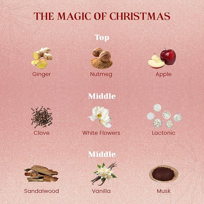 M&SENSE Christmas Holiday Candle - The Magic of Christmas Scent, 7.4 oz Soy Wax, Winter Scented Candle Gift for Women and Teen Girls