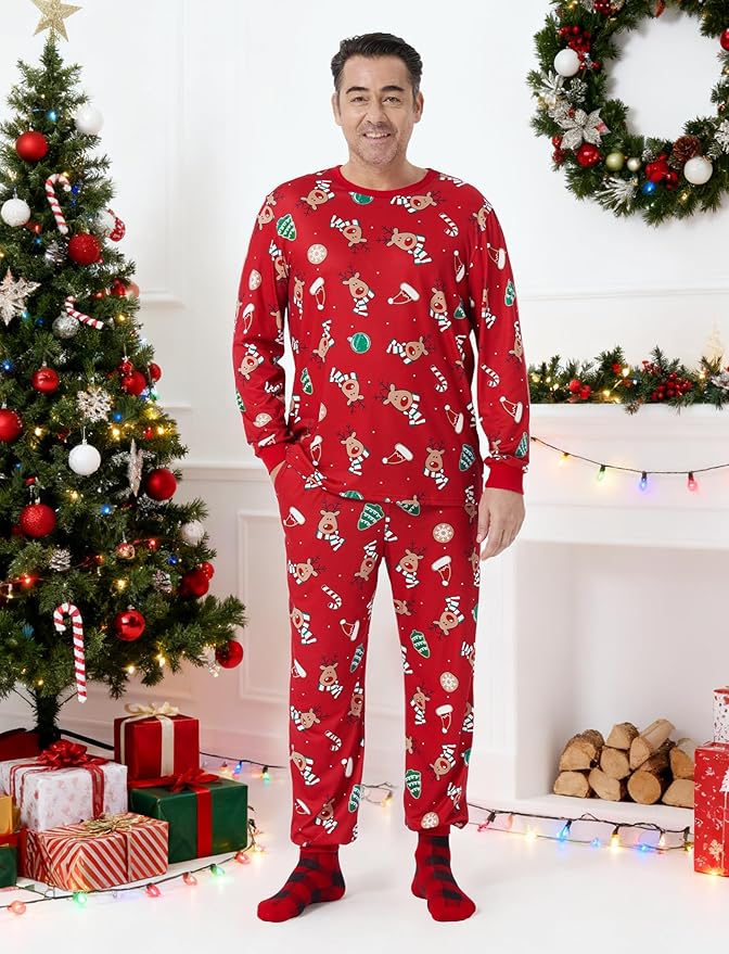 PATPAT Christmas Family Matching Pajama Sets Includes Christmas Socks - Perfect for Family Photos & Holiday Celebrations