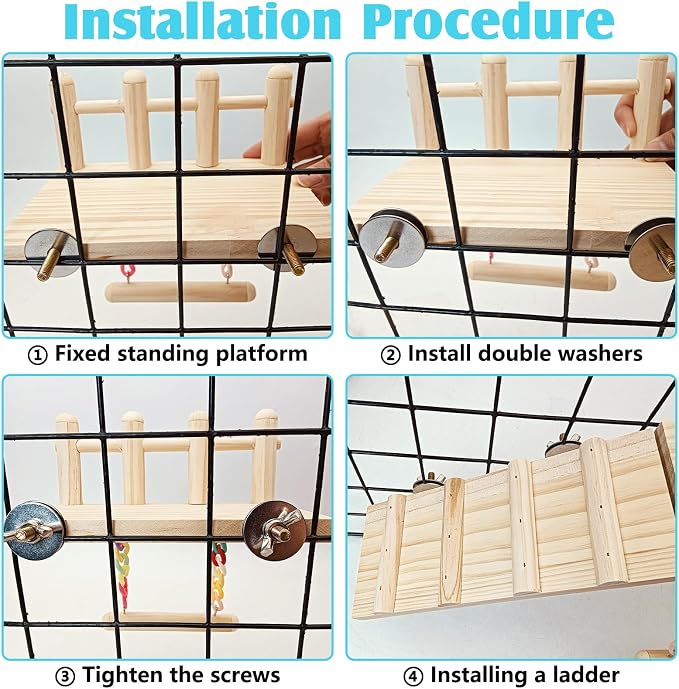 Hamiledyi 17Pcs Parrot Swing Toys Perches Platform with Bird Climbing Ladder Chewing Hanging Standing Colorful Toys Cage Accessories for Parakeet, Conure, Finch, Lovebirds, Budgie, Canary