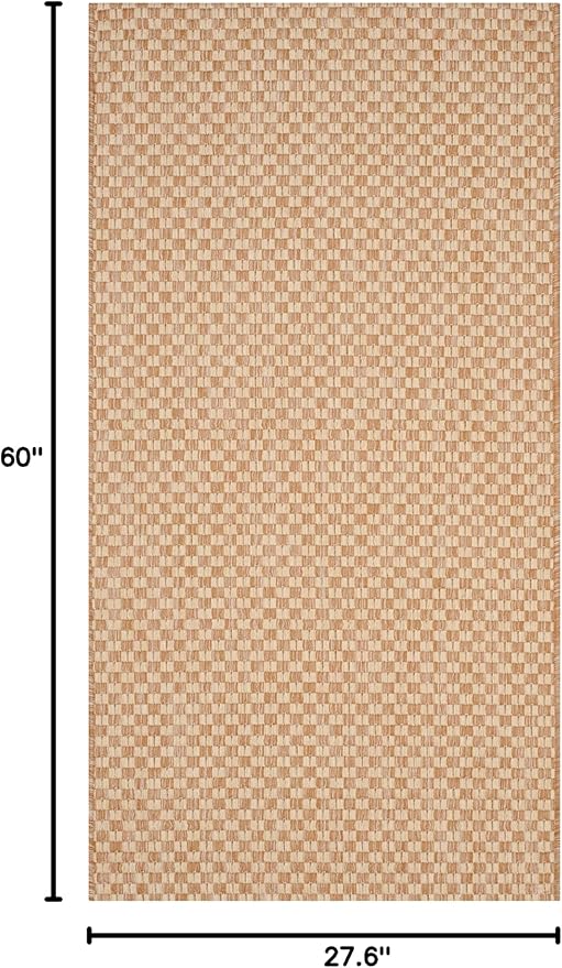 SAFAVIEH Washable Rug Outdoor Courtyard Collection - 2'3" x 5', Natural & Cream, Non-Shedding & Easy Cleaning, Ideal for Patio, Front Door, Entryway, Mudroom, Doormat (CY8653-03021)