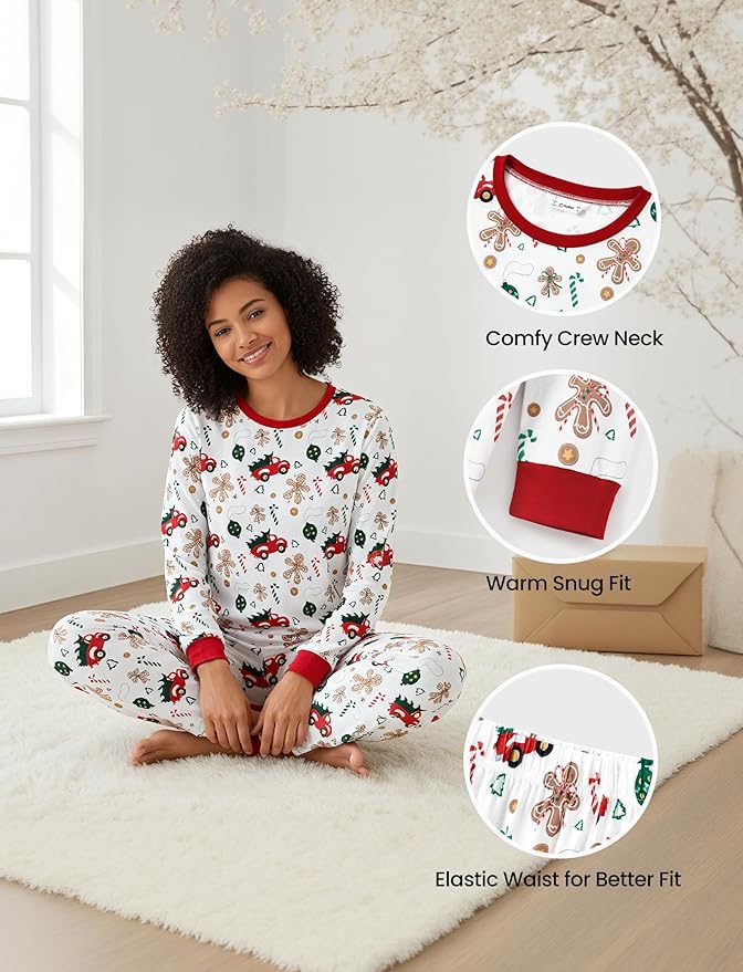 PATPAT Christmas Family Matching Pajama Sets Includes Christmas Socks - Perfect for Family Photos & Holiday Celebrations