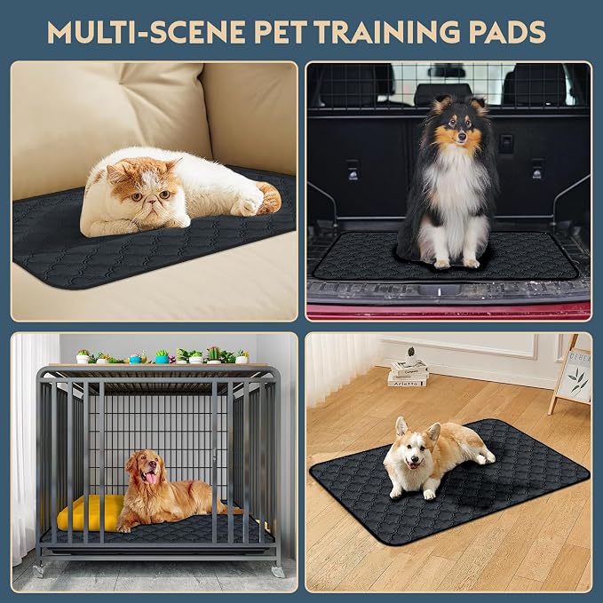 FunFurry Washable Puppy Pads - 2 Pack Reusable, Waterproof Training Pads, Guinea Pig Cage Liner with Non-Slip Backing (Dark Grey, 31" X 36")