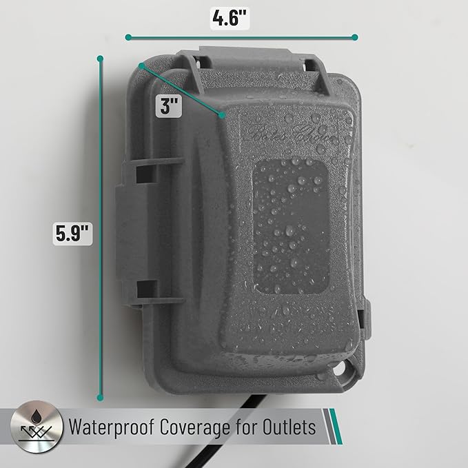 Bates- Weatherproof Electrical Outlet Cover, 1-Gang, Gray Outdoor Outlet Cover Weatherproof Outlet Cover Box, Outdoor Plug Cover