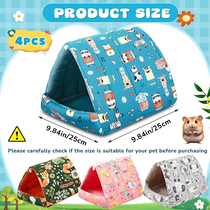 Cinnvoice Guinea Pig Hideout Bed Washable House Cage, Wonder Tale, 9.8 in | Soft Tunnel for Hamster Rabbit Bunny Chinchillas Hedgehog Mice Rat, Cozy Hideaway Habitat Accessories, Removable Cushion Pad