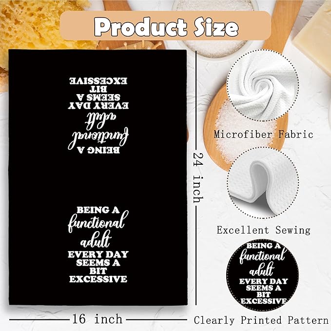 Funny Sarcastic Kitchen Towels Dish Towel Dishcloth 16x24 Inches, Funny Dish Towels with Sayings Decorative Absorbent Hand Tea Kitchen Bathroom Towel Decor, Sarcasm Bathroom Towels