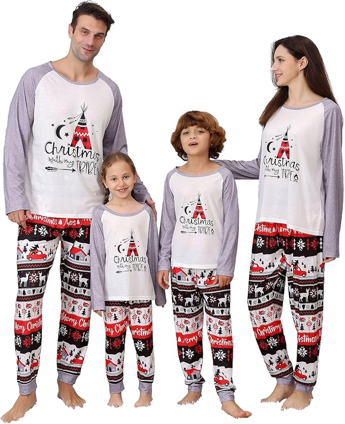 Matching Family Christmas Pajamas Sets, Holiday PJs with Top and Pants, Cute 2 Piece Sleepwear for Couples/Women/Men