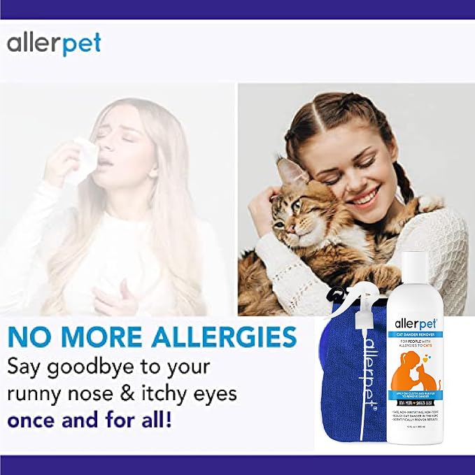 Allerpet Cat Dander Remover, Aloe-Free Pet Allergy Relief Made in USA 12 oz