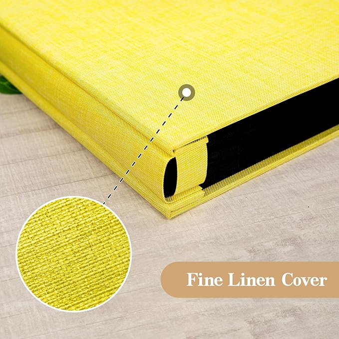 potricher Linen Hardcover Photo Album 4x6 1000 Photos Large Capacity for Family Wedding Anniversary Baby Vacation (Yellow, 1000 Pockets)