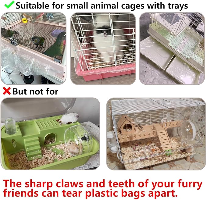 Tfwadmx 100PCS 27"x19" Disposable Rabbit Cage Liners,Guinea Pig Cage Liner | Clear Leak Proof Bunny litter box liners,Plastic Small Animal Universal Toilet Film Tray Covers for Hamster Ferret Bird Rat