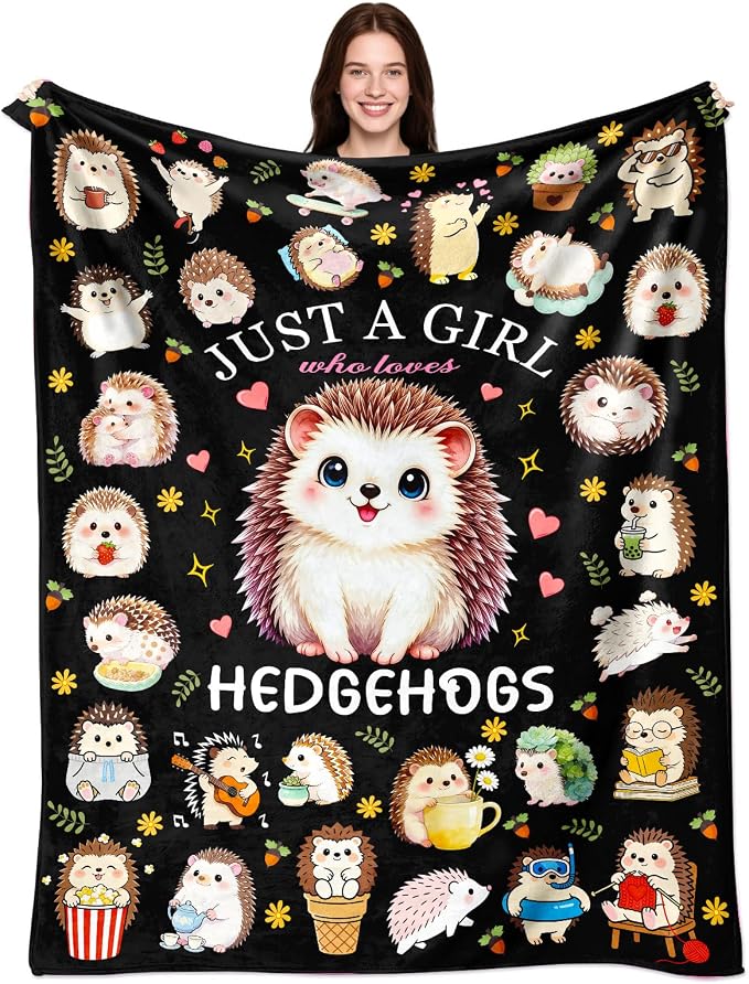 Hedgehog Blanket Gifts Soft Flannel Hedgehog Throw Blanket Room Decor Hedgehogs Accessories Merch Stuff for Girl Women 50"X40"