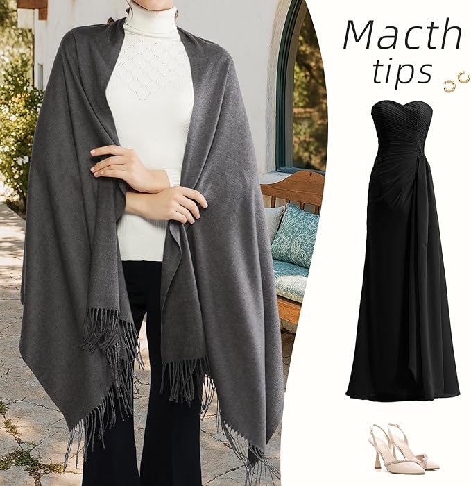 RIIQIICHY Women's Scarf Pashmina Shawls and Wraps for Evening Dress Bridesmaid Wedding Bridal Winter Warm Long Large Scarves