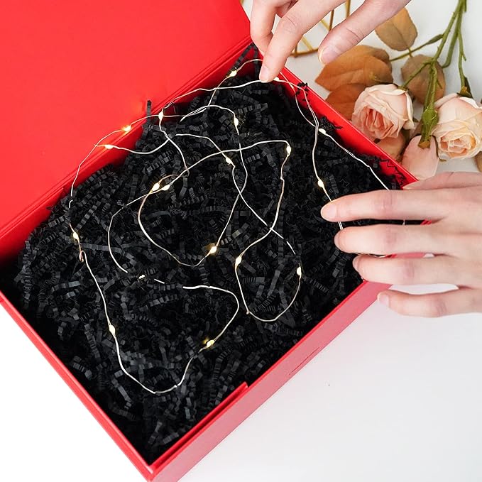 Bobobag - 1LB Crinkle Cut Paper Shred Filler Recyclable Gift Wrap Confetti Raffia Grass Shred Paper for Easter Baskets Filler Creative Eggs Decor (Black)