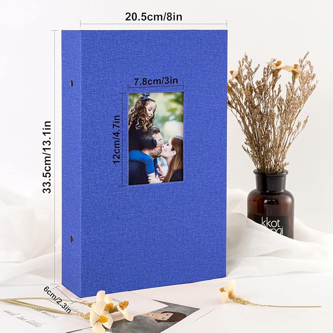 Ywlake Photo Album 4x6 300 Pockets, Linen Photo Albums Holds 300 Horizontal Pictures Only Blue