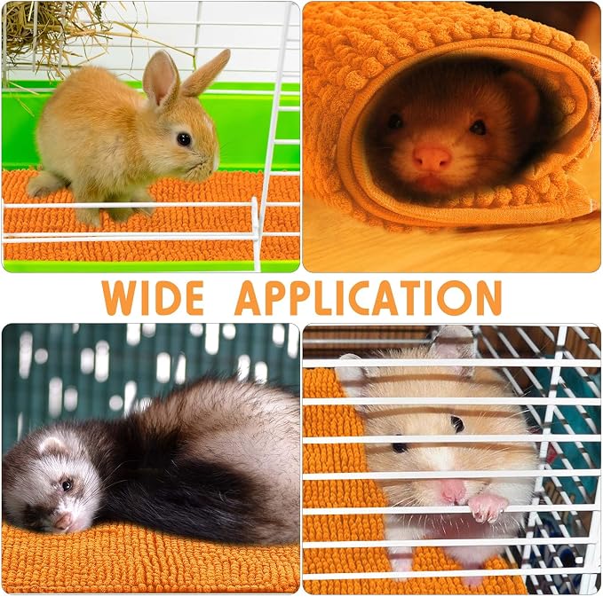 Amylove 4 Pcs Guinea Pig Cage Liner 16 x 24 Inch Washable Chenille Pee Pads Pet Dog Cat Bedding Training Mat Reusable for Small Animals Puppy Bunny Hamster Chinchilla