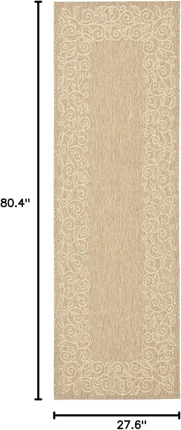 SAFAVIEH Washable Rug Outdoor Courtyard Collection - 2'3" x 6'7" Runner, Dark Beige & Beige, Non-Shedding & Easy Cleaning, Ideal for Patio, Backyard, Mudroom (CY5139B)
