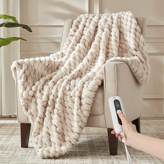 Heated Throw Blanket - Fast Heating 3D Jacquard Electric Heated Blanket, Cozy Heating Blanket with 6 Heating Settings & 4 Hours Auto-Off, Machine Washable, 50"x60", Tie-Dye Grey