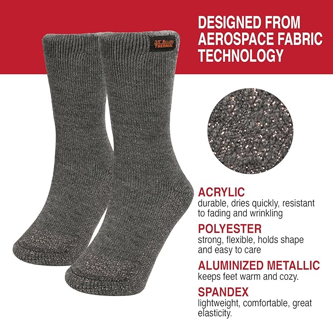35° BELOW Thermal Insulated 1 or 3 Pk Socks for Men and Women, Designed with Soft Aluminized Loops to Keep Feet Warm and Cozy