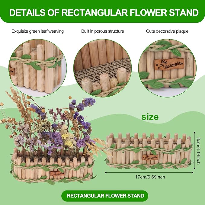 Hamster Cage Sprays Flower Foraging Holder - Natural Wood Feeding Stand, Small Pet Habitat Accessories for Hamsters Mouse Guinea Pig Dwarf Gerbils Syrian Mice (Leaf - Rectangle)