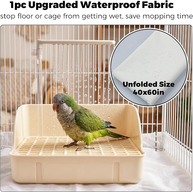 Automatic Parakeet Bird Bath with Pump & Control Valve for Tame Birds | Large Bird Shower Fountain Indoor Bathtub, Parrot Bath Tub Faucet for Pet Birds, Cockatiel, African Grey, Conure, Lovebird
