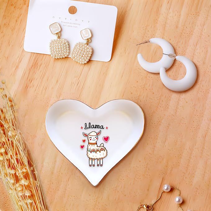 Llama Ring Holder Dish Tray, Gifts For Women Teens Girls, Llama Lovers Themed Stuff Accessories Things Decor Merch, Home Room Ring Earrings Necklace Organizer Holder!