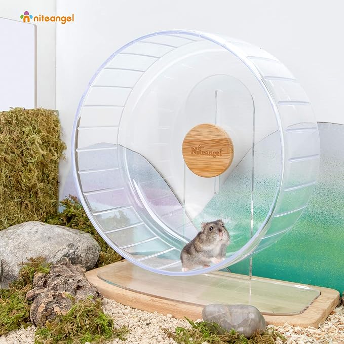 Niteangel Super-Silent Hamster Exercise Wheels: Quiet 11 inch Running Wheel | Can 11.6-15.4" Adjustable Height - No Bend Back Spinner Running for Dwarf Syrian Hamster Gerbils Mice Or Other Small Animal