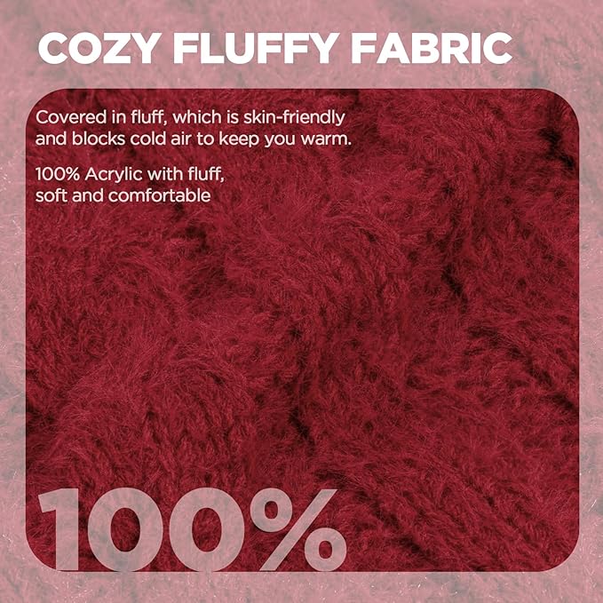 Womens Beanie Hat Infinity Scarf Touchscreen Gloves Fleece Headband 4 in 1 Winter Clothes Set Gifts for Women