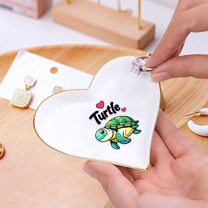 Turtle Ring Holder Dish Tray, Gifts For Women Teens Girls, Turtle Lovers Themed Stuff Accessories Things Decor Merch, Home Room Ring Earrings Necklace Organizer Holder!