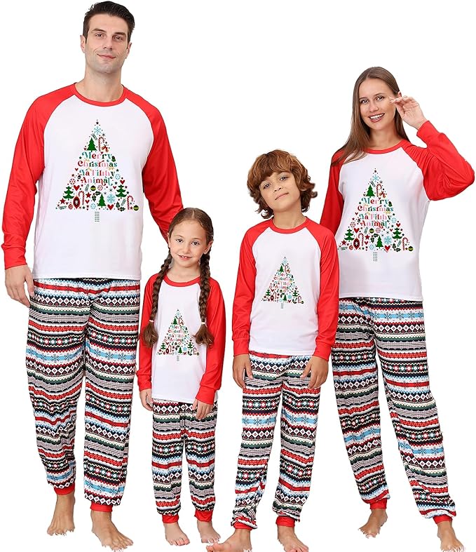 PYAEAS Matching Family Pajamas Sets Christmas PJ's Jammies Holiday Sleepwear Loungewear for Adult Women Men Xmas Outfits