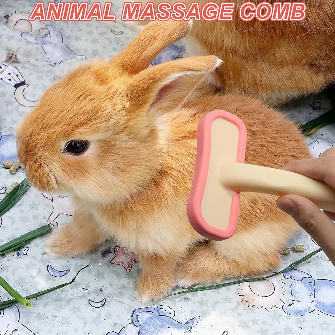 2Pcs Rabbit Brush Soft Bunny Grooming, Soft Silicone Small Animal Massage Comb, Practical Brush Bunny Grooming Kit Supplies Suitable for Cats Puppies & Other Pets