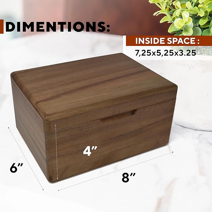 1st Mothers Day Gifts for Daughter - Custom Engraved Memory Box, Personalized Keepsake Boxes for Memories Large, Acacia Wood, Happy Mothers Day, 8 x 6 x 4 in
