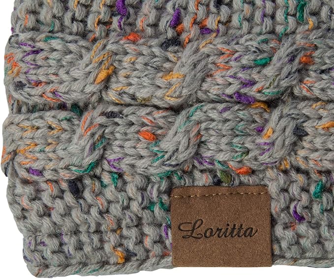 Loritta Womens Ear Warmers Headbands Winter Warm Fuzzy Cable Knit Head Wrap Fleece Lined Gifts