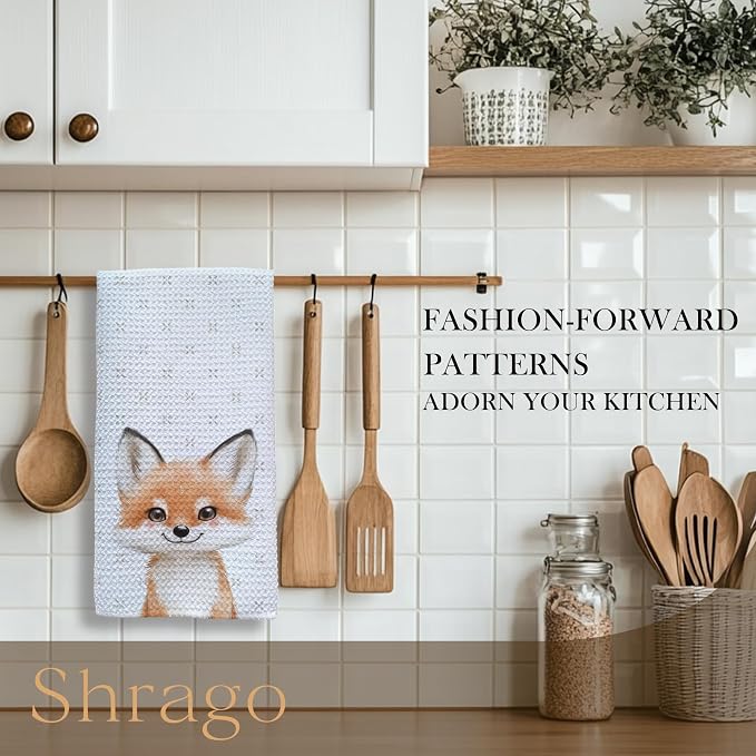 Cute Fox Bathroom Hand Towels, Kids Bathroom Decor, Fox Gifts for Girl, Forest Animal Nursery Decorative Hand Towels for Kids Bath Room Washroom Toilet, 16x24 Inch