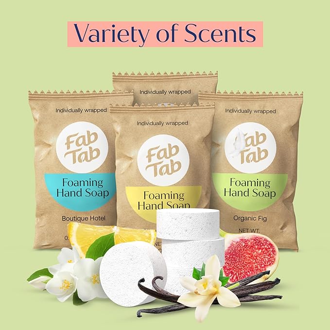 Fab Tab Foaming Hand Soap Refill - Natural Hand Soap - Bathroom Hand Wash - Plant-Based - No Harsh Chemicals - Variety scents - 8 Pack. Makes 8 x 11.9 fl oz (Bottle Not Included)