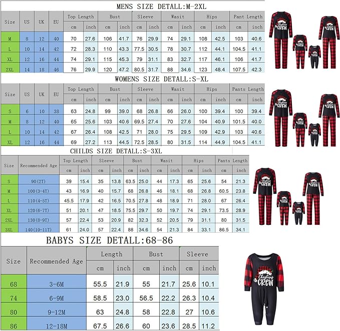 WephuPSho Christmas Family Matching Pajamas, Festive Xmas Jammies Sets for the Whole Family, Holiday Pjs Christmas