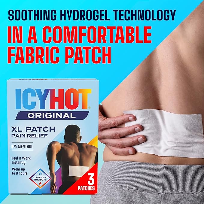 Icy Hot Orginal XL Pain Relief Patches, Powerful Targeted Relief for Back & Large Areas, 3 Count (Pack of 3)