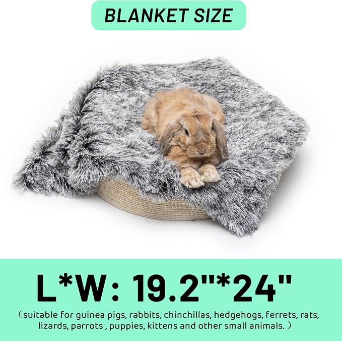 Guinea Pig Blankets 4 Pack, Warm Cozy Fleece Pet Cage Accessories | Washable Cold Weather Small Animal Bedding Mat Cage Liners for Hedgehog, Rabbit, Hamster, Chinchilla (19.2x24in)