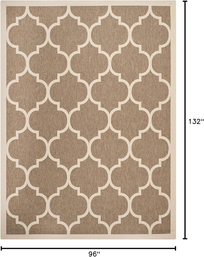 SAFAVIEH Courtyard Collection 8' x 11' Brown/Bone CY6914 Trellis Indoor/ Outdoor Waterproof Easy-Cleaning Patio Backyard Mudroom Area-Rug