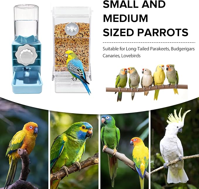 Lemtrflo No Mess Bird Cage Feeder, Automatic Bird Water Dispenser | Parakeet Cage Accessories