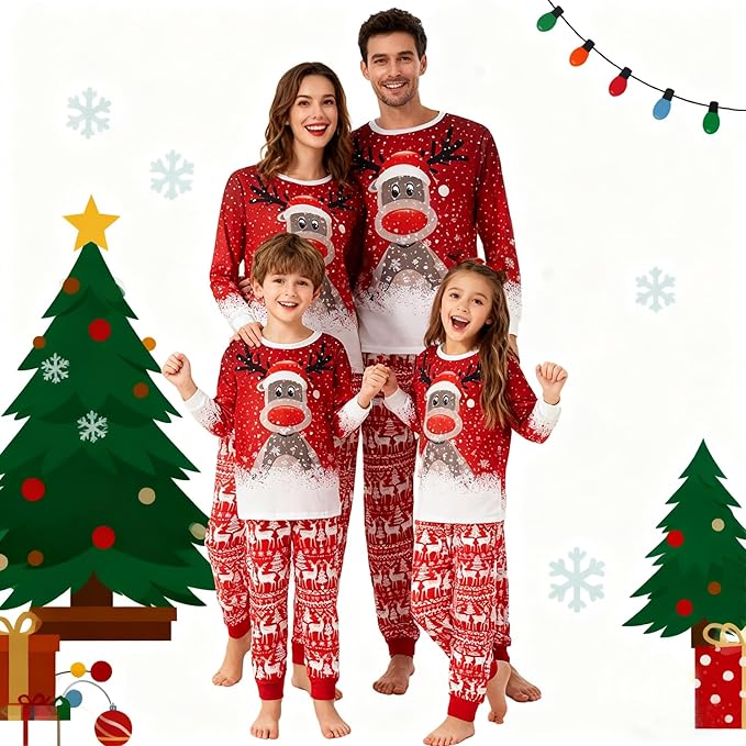 WephuPSho Christmas Family Matching Pajamas, Festive Xmas Jammies Sets for the Whole Family, Holiday Pjs Christmas