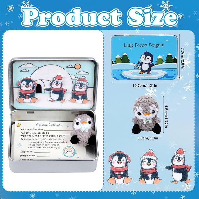 Little Pocket Penguin Mini pengy Penguin Gifts Travel Buddy | Cute mini penguin in a pocket tin, a collectible desk gift for coworkers, friends and penguin lovers